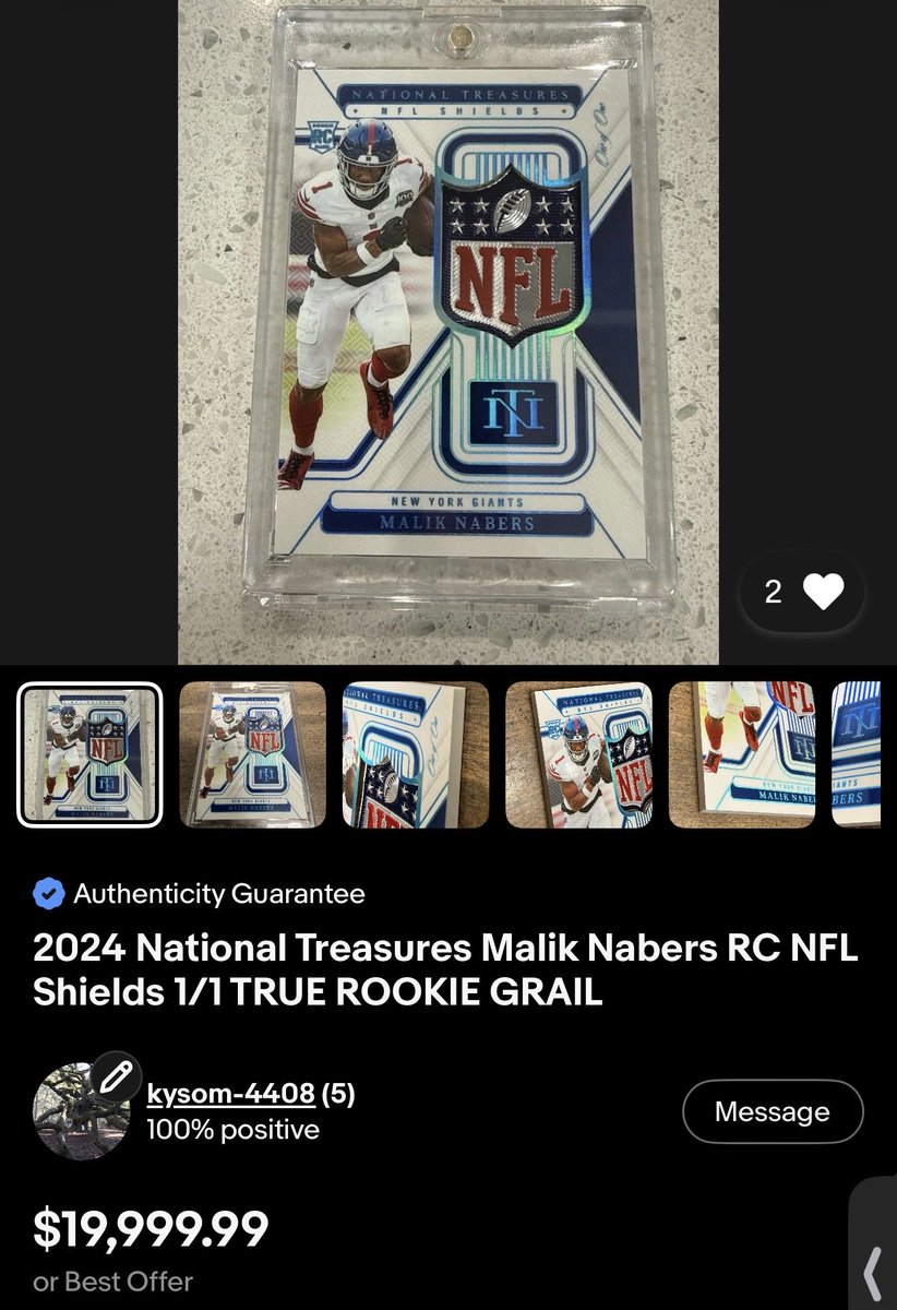 GrizzlyBitcoins's tweet photo. Wow, Malik Nabers 1/1 NT Rookie NFL Shield was pulled.  What a beautiful card. https://t.co/1GM2AbkWgR