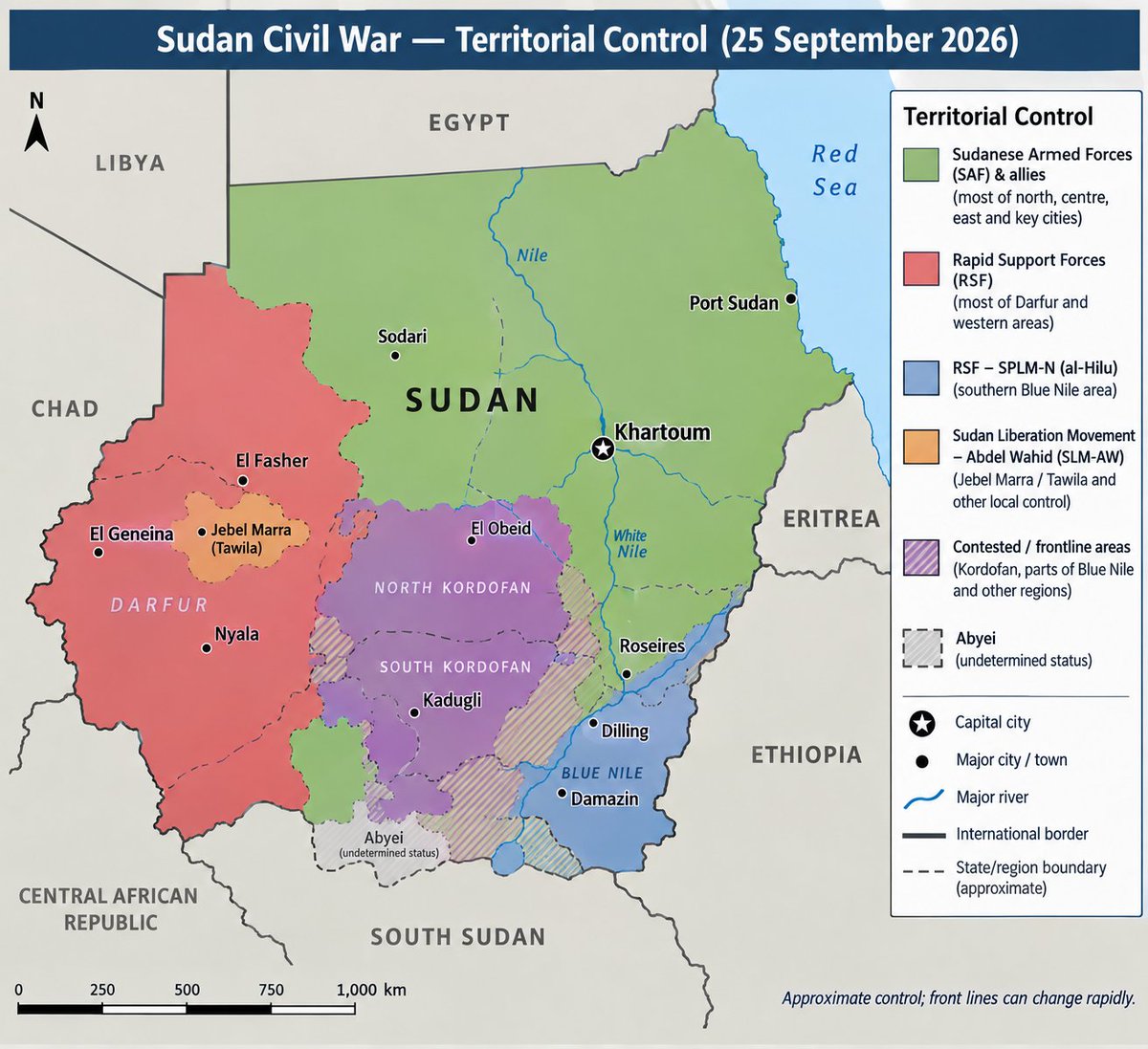 trahi091's tweet photo. 🇸🇩 Sudan की जंग सिर्फ SAF vs RSF नहीं है।

Burhan की SAF और Hemedti की RSF के साथ कई स्थानीय armed groups भी सक्रिय हैं। विदेशी हथियार, ड्रोन और लॉजिस्टिक नेटवर्क ने संघर्ष को और जटिल बनाया है। UN के अनुसार बाहरी सैन्य समर्थन युद्ध को जारी रखने में महत्वपूर्ण भूमिका निभा रहा है। https://t.co/z9WtVljTb5