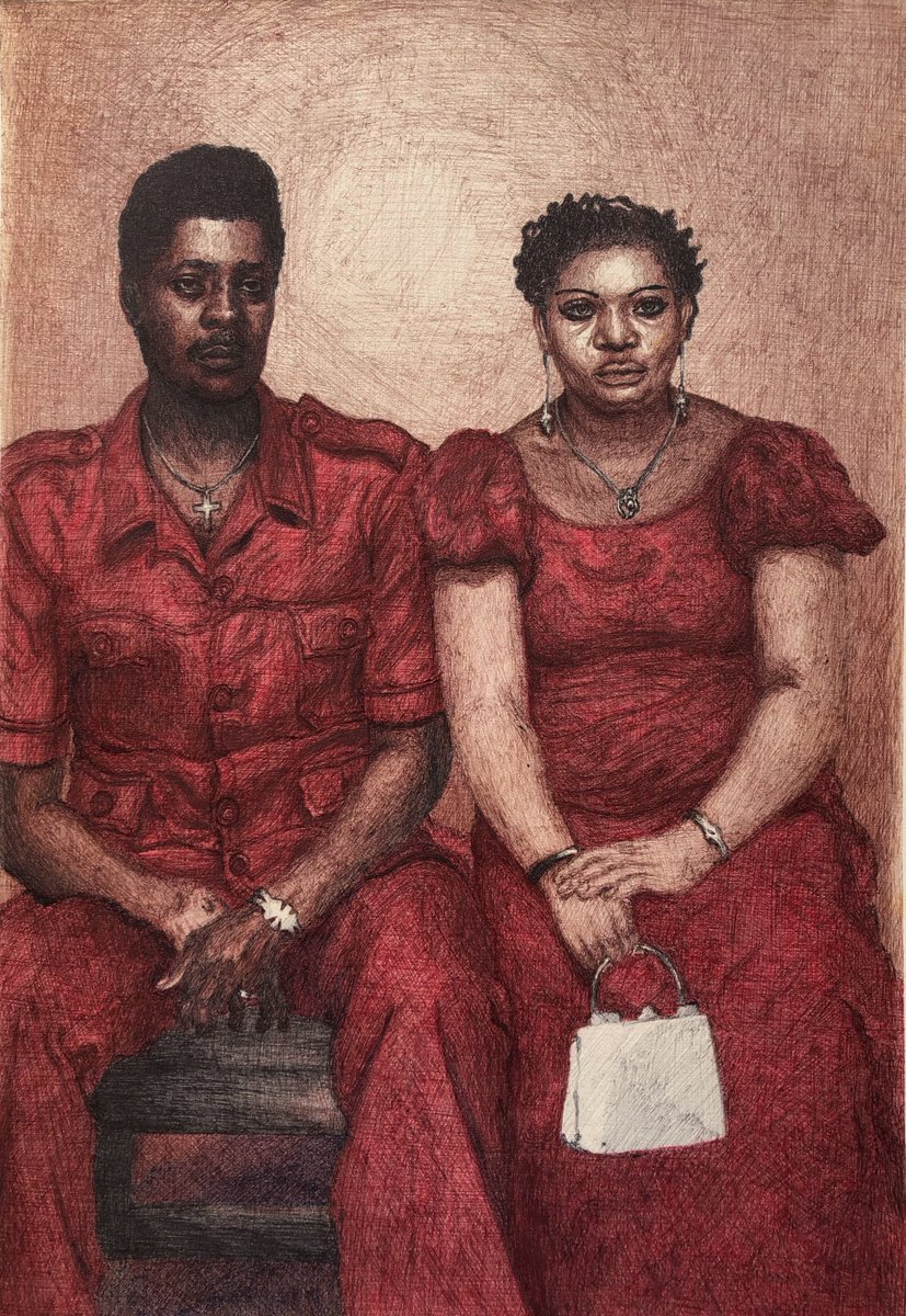 Kahmi_Kosi's tweet photo. Made an ink portrait of my mother’s parents https://t.co/vUvaGcJaIj