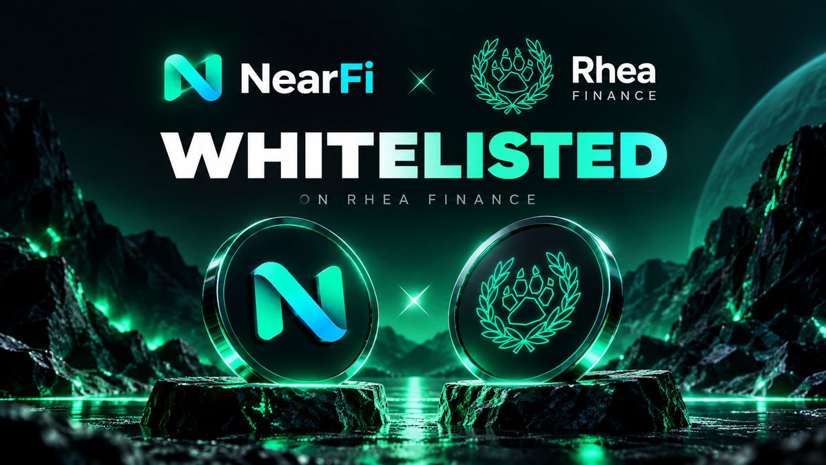 NearFiTrade's tweet photo. Big step for $NEARFI.

$NEARFI is now officially whitelisted on @rhea_finance 

Another step toward deeper integration across the NEAR ecosystem.

NearFi keeps building.

More coming soon. https://t.co/QwCHboe1eI