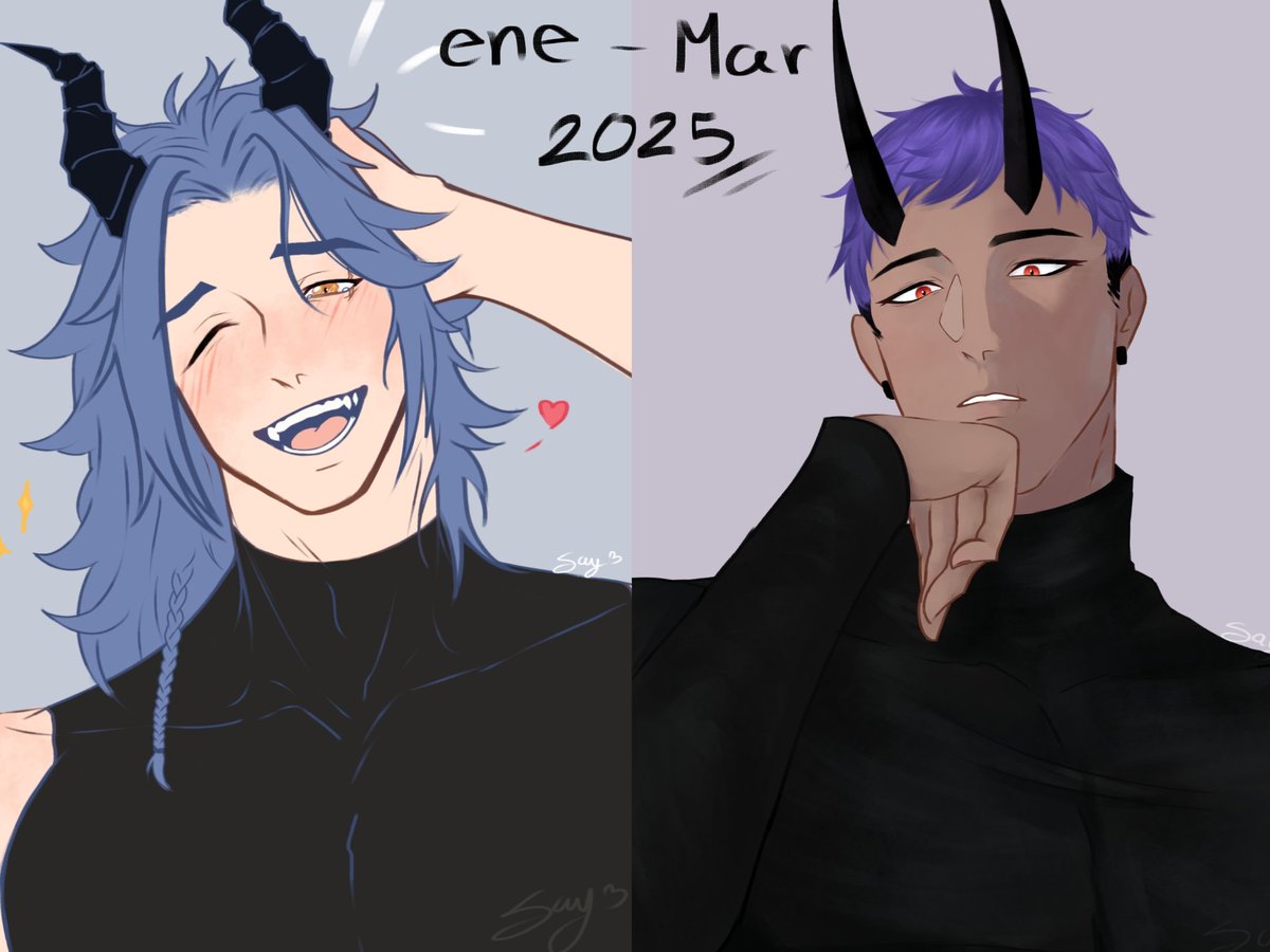 _Sait0R's tweet photo. I redrew my OCs again after a long time. I'm impressed by the progress. 🥹
Well, let me introduce you to Ryutaro and Ichiro, two homosexuals who are madly in love with each other. 🫴🏻
🐉 x 👿
#oc #digitalartㅤ https://t.co/lZ3crZS1TZ