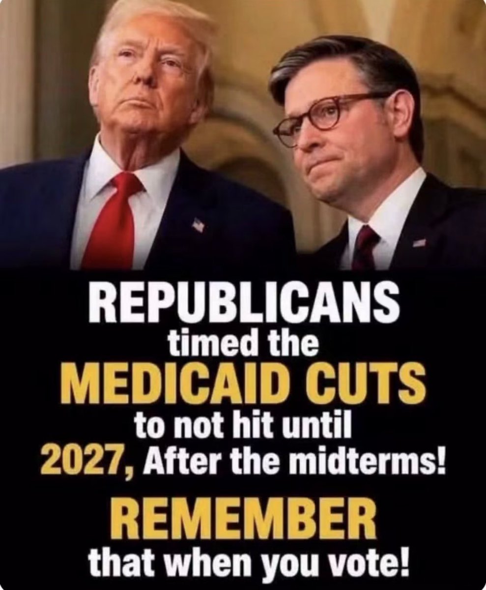 AnnieForTruth's tweet photo. Remember this when you vote! He purposely did this so you won’t experience the terrible effects of his One Big Ugly Bill until after you vote on November 3. Also, Trump and his sycophants telling you gas prices will come down right after the midterms is another Big Lie! 🤬 If those prices were coming down it would have happened before the midterm election to make Trump look good. The reality is your prices on gas, groceries, electricity, housing and healthcare will continue to rise under this clown car incompetent administration. #VoteBlue