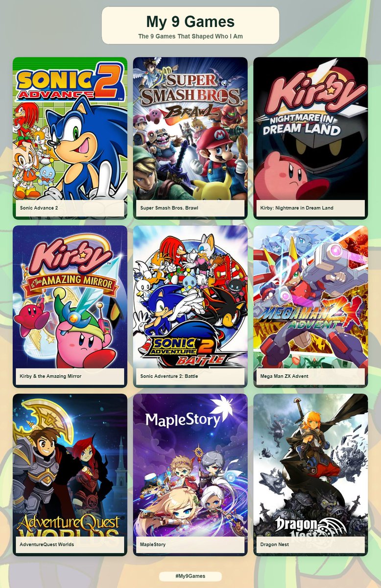 CryoGX's tweet photo. Alright here's my 9 games + a secret 10th game that exists because of 'em https://t.co/8WTFr3P1fL
