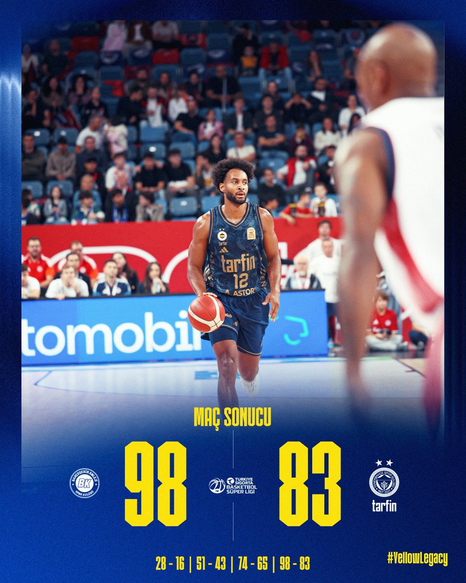 FBBasketbol's tweet photo. Maç Sonucu | Bahçeşehir Koleji 🆚 Fenerbahçe Tarfin: 98-83

Skor dağılımımız: Horton-Tucker 16, Shields 13, Key 12, Forrest 10, Melli 6, Onuralp 5, Melih 8, Silva 4, Sertaç 5, Baldwin 4. #YellowLegacy https://t.co/Ki0SiqQ3fK