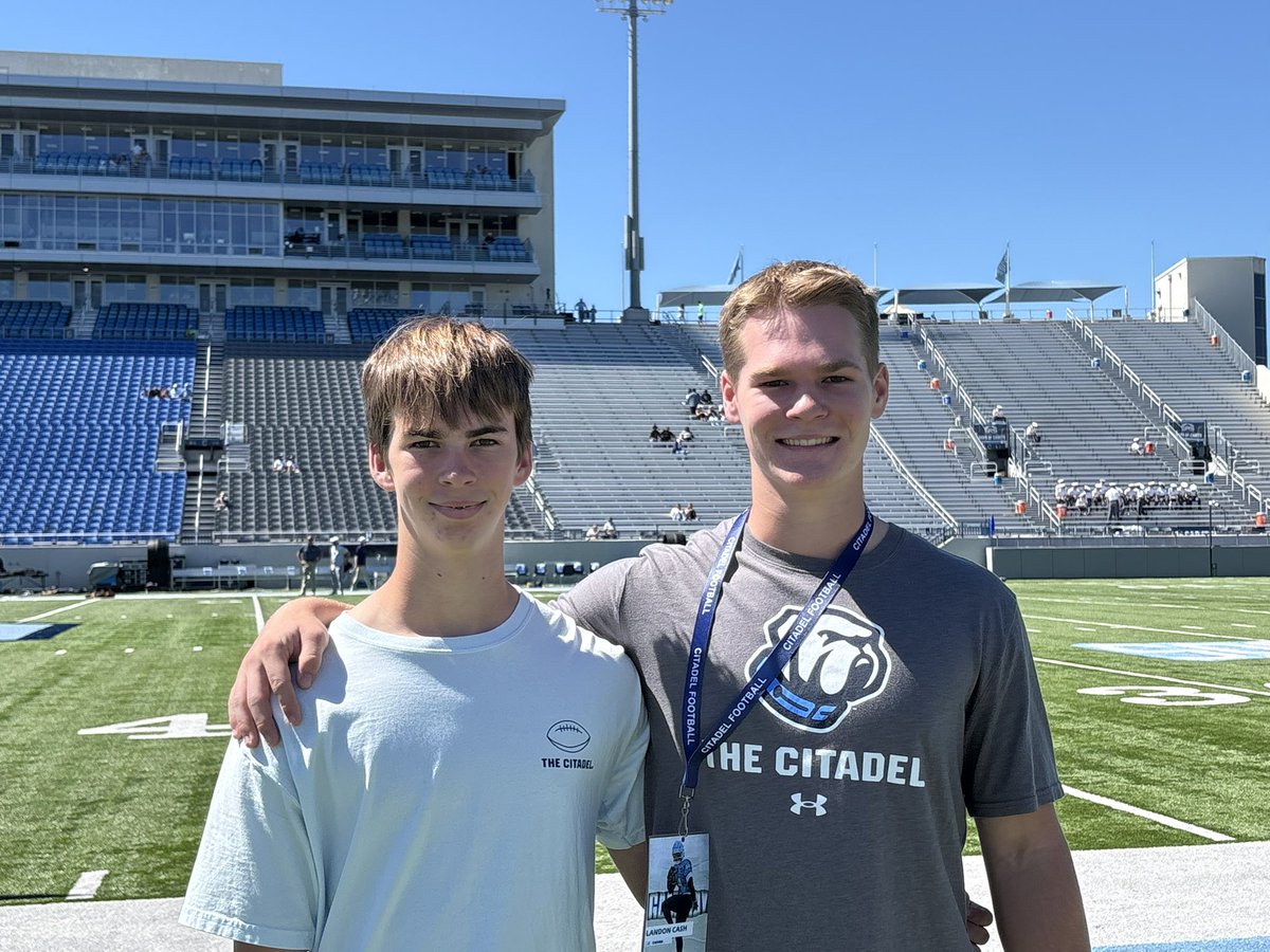 LandonCash09's tweet photo. Thank you @CitadelFootball and @coachdannylewis for a great weekend at Inside the Gates and the game Saturday! I enjoyed my time learning about the program! 
@_CoachCook @mowings96 @ronneyjd25 https://t.co/hRx3MYnMYV