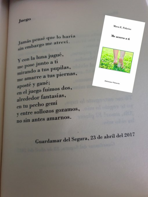 mirenepalacios's tweet photo. ¿Te apetece #leer #poesia para una mañana relajado/a? Una muestra #libro #poemas "Juego" #lecturas #MeAcercoATi #poeta #poetry #MirenEPalacios #poetrycommunity #RecomiendoLeer #Amazon o Librerías o web #autora Envío sin gastos https://t.co/15KHFjLfIR…… https://t.co/w2LmwGKQ7Y