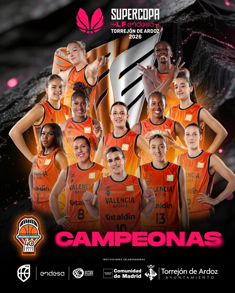 BaloncestoESP's tweet photo. ♀️ #SupercopaLFEndesa @basketlover | @valenciabasket se proclama 𝐂𝐀𝐌𝐏𝐄Ó𝐍 de su 4️⃣ 𝐒𝐮𝐩𝐞𝐫𝐜𝐨𝐩𝐚 🏆

¡Enhorabuena! 🧡

#NadaNosDetiene https://t.co/cAygN9wlRo