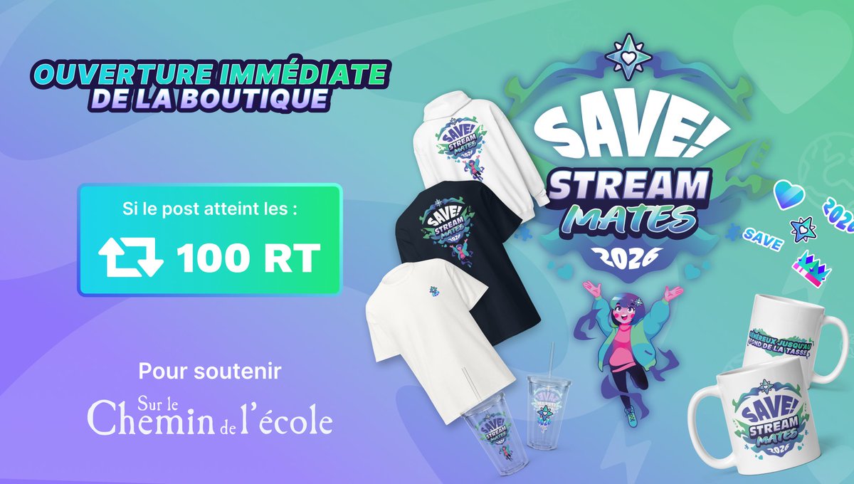 StreamMatesOff's tweet photo. ⏳ J‑9 avant l’ouverture de la boutique #StreamMates2026 !

🛒 Le compte à rebours est lancé… Dans 9 jours, vous pourrez découvrir la boutique officielle !

🚀 Envie qu’elle ouvre dès maintenant ?👉 100 RT et on l’active. ✨

#StreamMates #TwitchFR #Merch https://t.co/zpojW2Wfpz