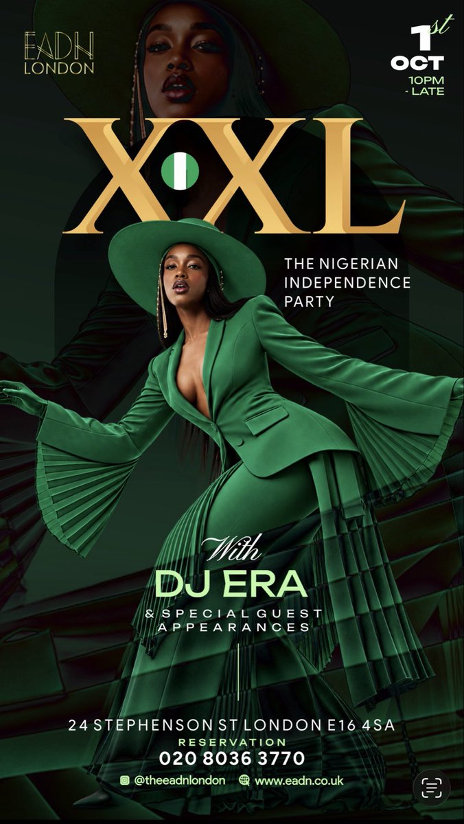 OmobaChamp's tweet photo. If you’re Nigerian, love Afrobeats or simply know how to TURN UP… this one is for you.

https://t.co/bIs1C7wqd3

#XXL #EADNLondon #NigerianIndependence #LuxuryNightlife #LondonNightlife #AfrobeatsLondon #NaijaLifestyle #NigerianEvents https://t.co/nFqii7NXY3