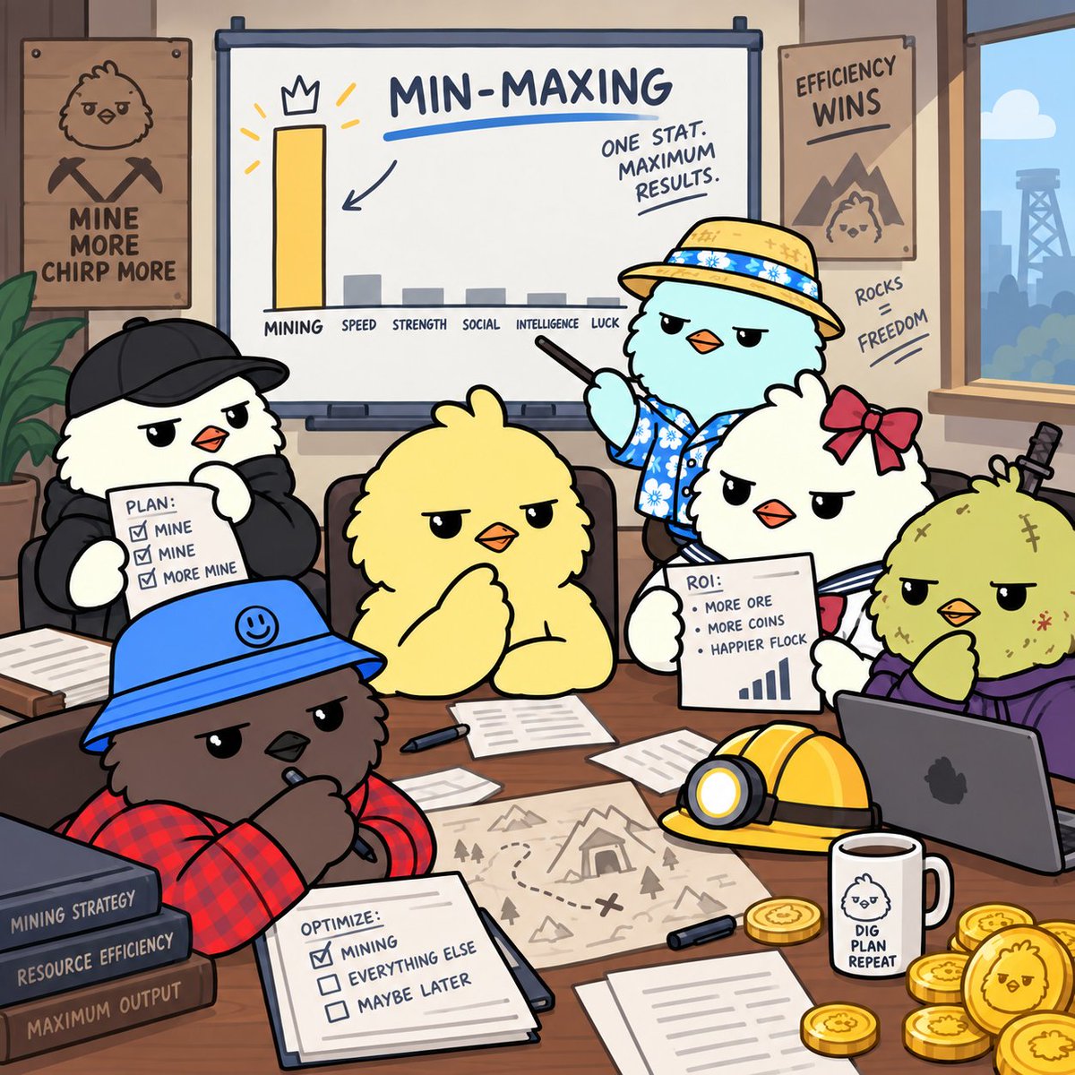 PINTOSolana's tweet photo. We just added mining and immediately the flock asked:
“why train anything else?”

Congrats, the Pintos have discovered min-maxing.

Get into the hub, enter the mines and start mining right now! https://t.co/Uf2rs28KgK
