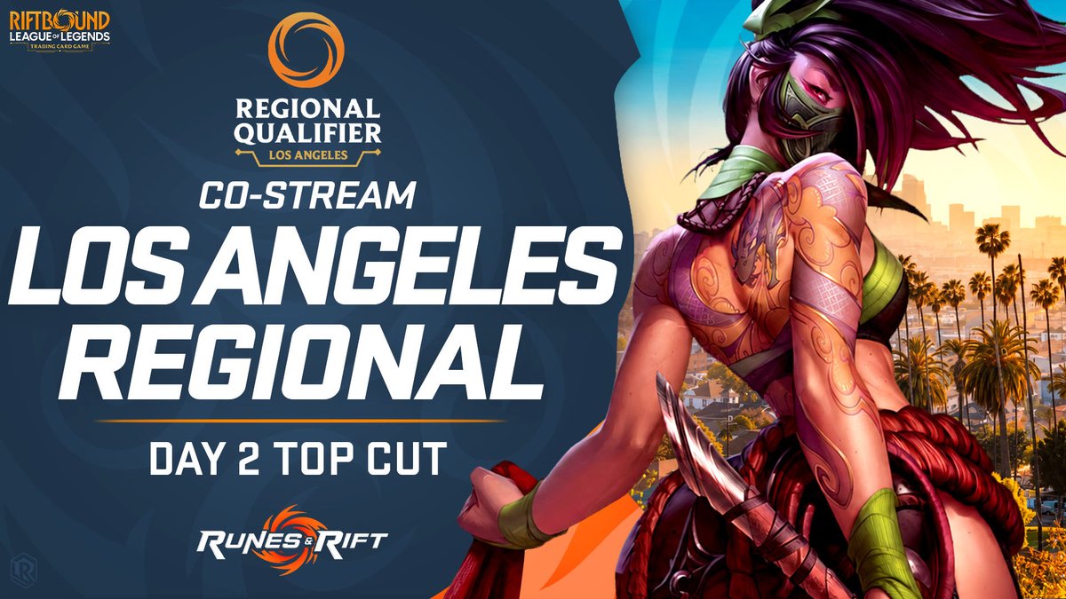 RunesAndRift's tweet photo. ♦️ LIVE with our Day 2 Co-Stream of the LA Riftbound Regional!

🎙️ Community Casters:
@ThadeausCasts, @Nitefighter7, @AgitoSwiftly, @drawphasetcg, Kebin, @Orbital_Casting, @_NA45_, @Ekpilot_ &amp; @CasterBandit

The final RQ Champion of the year will be crowned!

#Riftbound #RQLA https://t.co/z1f4pjPeu7