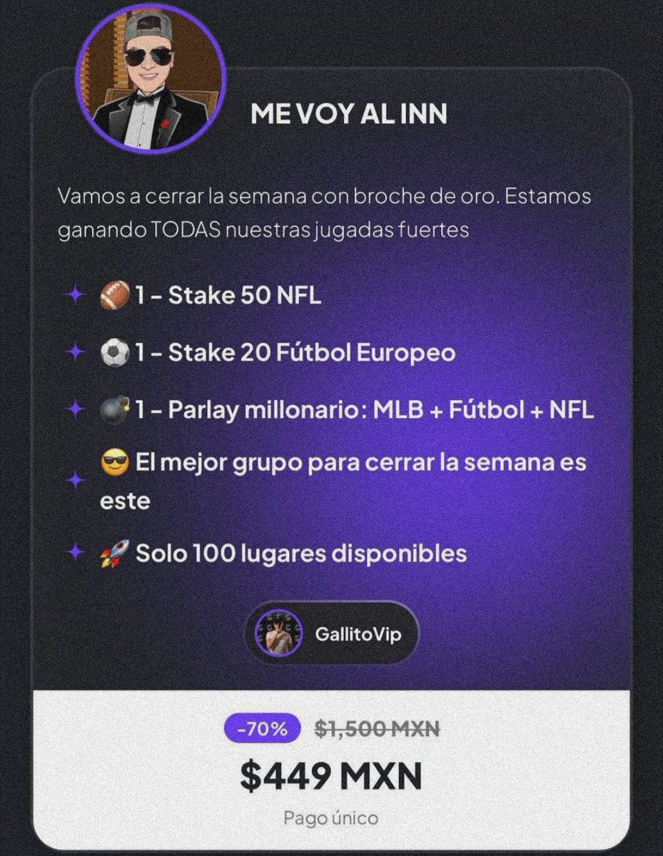 PicksPra's tweet photo. ⚠️ EN BREVES LES MANDARÉ 🎁 LA JUGADA ALL IN 💣 DE GALLITO VIP 🐓 PARA LA NFL 🏈 POR MI CANAL DE TELEGRAM! ÚNANSE YA YAAAA ⬇️⬇️⬇️

https://t.co/ZtzhRWyjEZ https://t.co/EyFmxnR6Rl