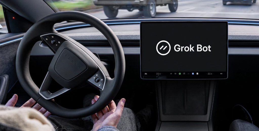 tuu3tx's tweet photo. Tesla integrates Grok Bot into its vehicles for the ultimate personal assistant

Tesla has expanded Grok from an in-car chatbot into a hands-free work assistant. On September 22, Tesla officially launched Grok Bot capability, confirming that drivers can now manage email. https://t.co/b5W2fLRrjl