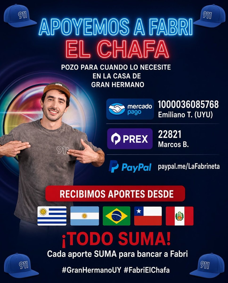 LaFabrinetaaa's tweet photo. TODOS JUNTOS POR NUESTRO CHAD🧢
#Fabricio
#Herrero
#GranHermanoUy

@fabribianchessi 
@GranHermano_Uy
@GorritaDlChafa https://t.co/qaELkPloHg