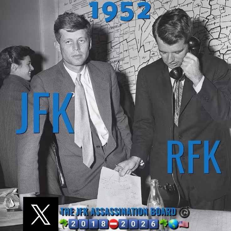 BoardJfk's tweet photo. JFK photographed with his brother RFK in 1952. JFK was running for the U.S. Senate and RFK was his campaign manager. 

#JFKassassinationboard #JFK #35thPresident #1960s #truth #JFK62 #justiceforJFK #assassination #conspiracy #OTD #Twitter@BoardJfk  https://t.co/8iU4CipCV9 https://t.co/EBfI4TwtZF