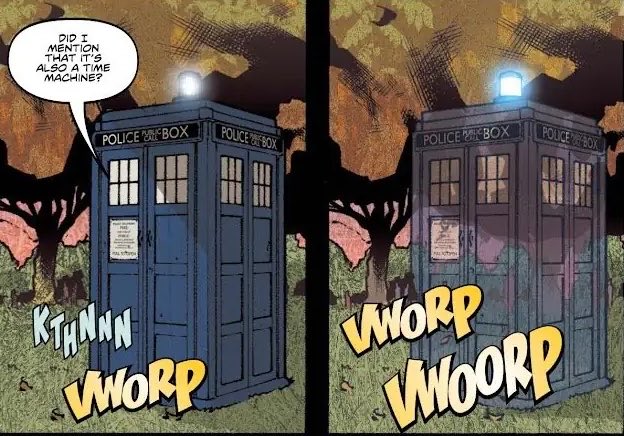 Gallifrayan's tweet photo. ‘VROOOOOP VROOOOOOP!’ 

An unassuming blue box faded into reality, tucked away around the corner of the neatly maintained lawn of the white house. 
The creak of the door echoed through the grounds as a skinny man in a long brown coat stepped out, pulling the heavy wooden door- https://t.co/plpsEB8b3k
