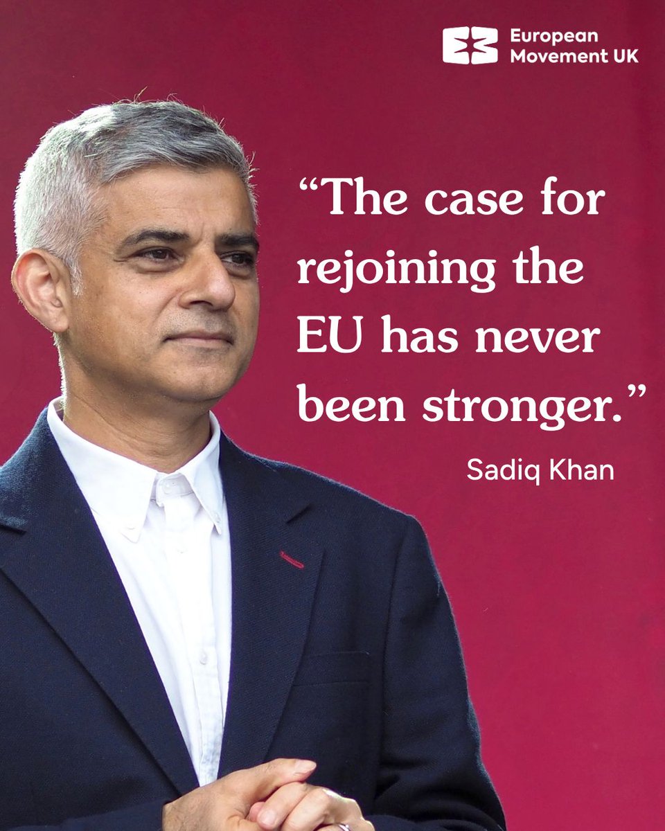 euromove's tweet photo. Sadiq Khan wants Britain to start preparing to rejoin the EU now: return to the customs union, pursue associate membership, consider the single market and put a clear rejoin pledge in Labour’s next manifesto.

His message to Andy Burnham: start making the case to voters today. 

Read about his intervention today in the i paper here: https://t.co/5oHU8tx1k1