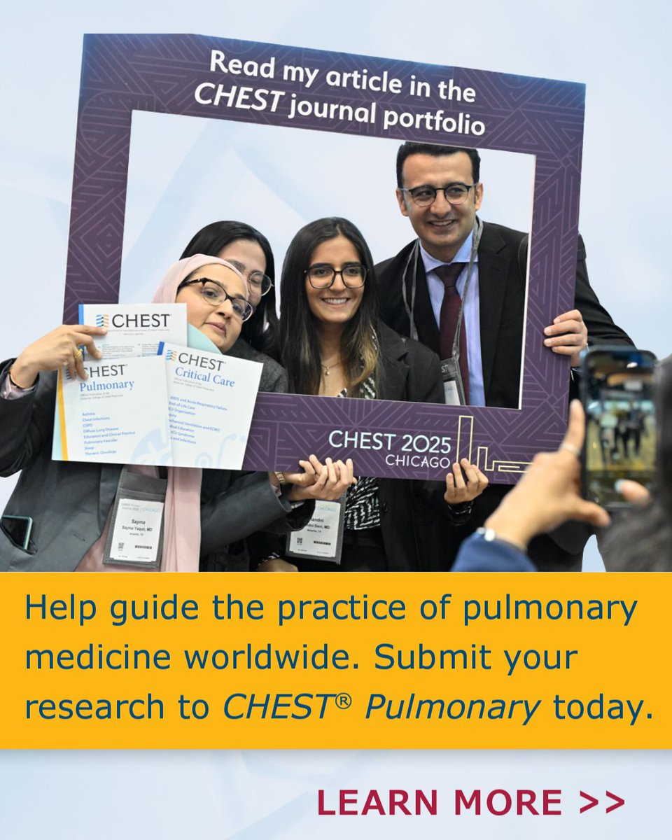 accpchest's tweet photo. Contribute to the evolving pulmonary medicine conversation with a global audience of pulmonary medicine professionals by submitting your original research to CHEST® Pulmonary.
Learn more: https://t.co/XCgA2saukl
#MedEd #JournalCHEST #Journal_CHESTPulm #Asthma #COPD #MedicalJournal #Pulmonology #Pulmonary #Lungs #Healthcare #LungHealth #LungDisease #SleepMed