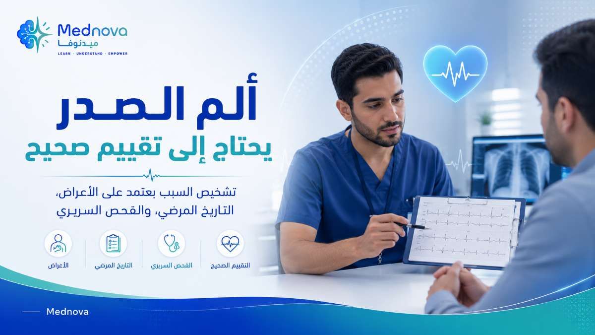 MednovaSA's tweet photo. 💡 ليس كل ألم في الصدر يعني جلطة قلبية، وليس كل ألم بسيط يمكن تجاهله.

تقييم ألم الصدر يعتمد على طبيعة الألم، مدته، الأعراض المصاحبة، والتاريخ المرضي والفحص السريري.

عند ظهور أعراض مقلقة، استشر المختص.

#Mednova #التثقيف_الصحي https://t.co/fhPmBAjzTL