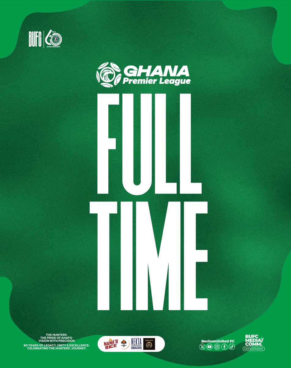 BechemUnitedFC's tweet photo. A goal was enough!
Three points grabbed 💪🏽

Bechem United 1️⃣ 🆚 0️⃣ Dreams FC

[ Derrick Atta Afriyie .. ⚽ 5" ]

#BUFC💚
#GPLMD4 #GPL2026
#BechemDreams https://t.co/a4LuYbcPi9
