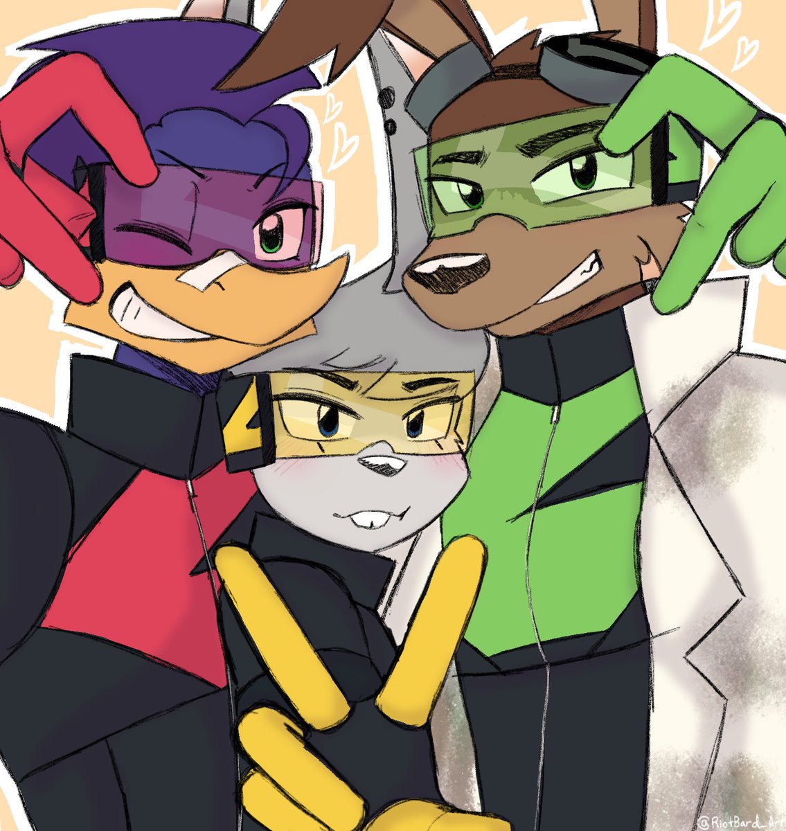 riotbard_art's tweet photo. This looks like a cover of a Loonatics Dōjinshi I’m tickled ANYWAYS I love my poly rarepairs ✨
#loonatics #revtech #acetech #acerev #acerevtech??? https://t.co/4RsKUyJRFL