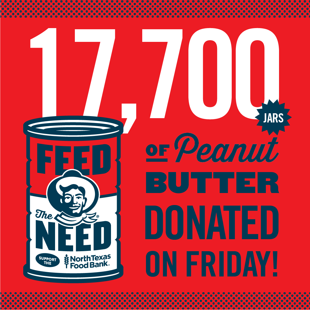 StateFairOfTX's tweet photo. Y'all showed up BIG on Opening Day! 🥜💛 More than 17,700 jars of peanut butter were donated to help support the @ntfb and our neighbors across the region!

Every Wednesday of the Fair, bring 5 canned food items to the gate and get admission for just $7. https://t.co/ADLvnI88Fo