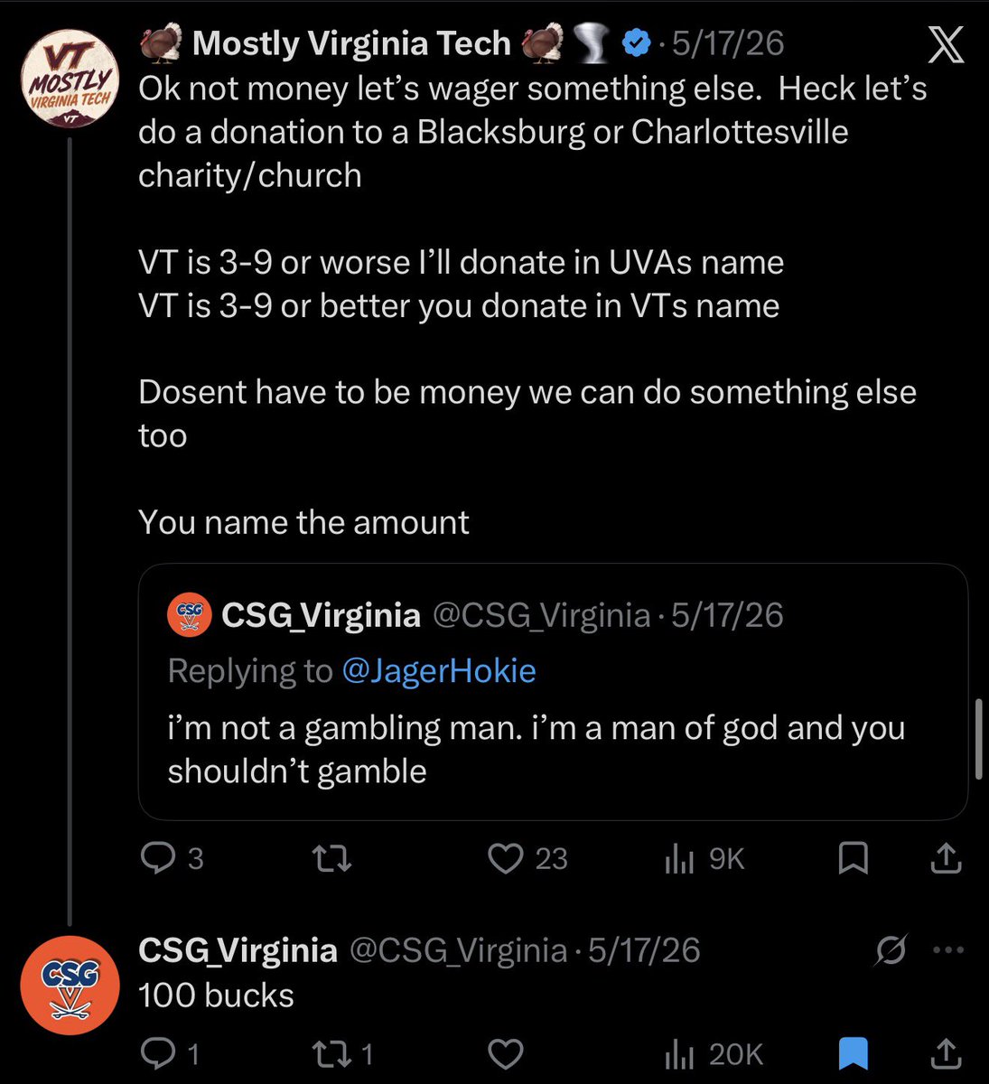 JagerHokie's tweet photo. Time to pay up 

@CSG_Virginia https://t.co/Q7jgcUsaLt