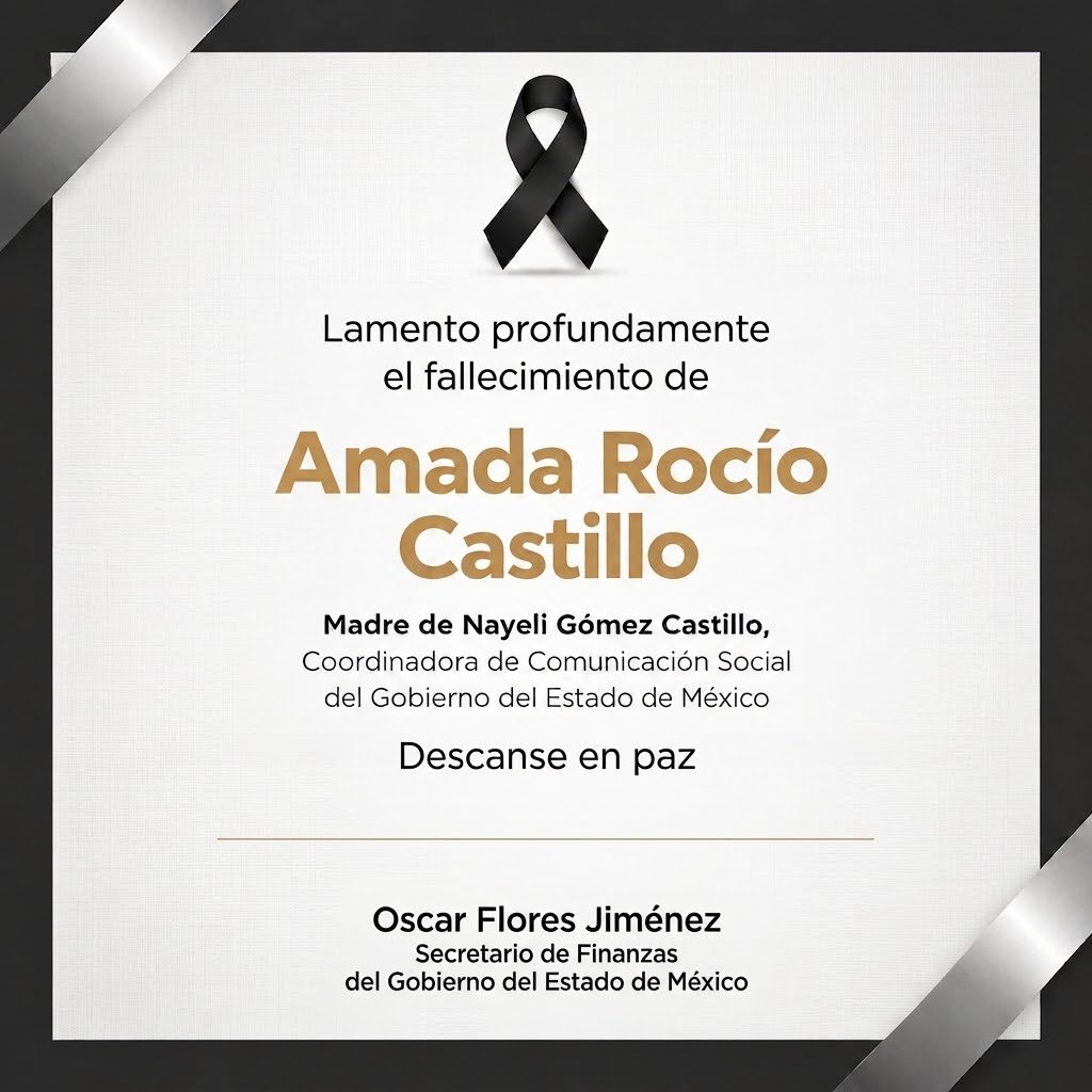 SecOscarFlores's tweet photo. Expreso mis condolencias a Nayeli Gómez Castillo y a su familia por el sensible fallecimiento de su madre, la señora Amada Rocío Castillo.
En estos momentos, les envío un abrazo solidario y mis deseos de fortaleza.
Descanse en paz. https://t.co/U1NDxI7Qqd