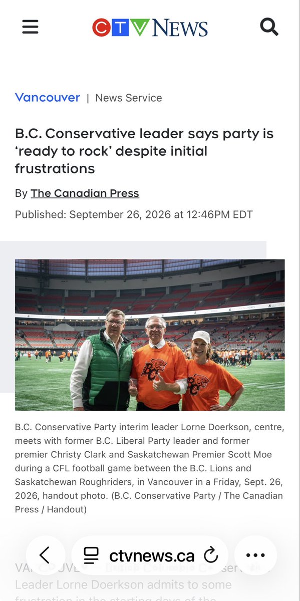 pegaboo1's tweet photo. @CarolFielding1 @Prominent_Bryan “Lions game last night with Canada’s best Premier, @PremierScottMoe and B.C’s next Premier @LDoerkson.
Both, plain spoken, dependable men who do what they say they’ll do.
What a contrast to our current govt.” https://t.co/tOmfQSSY18