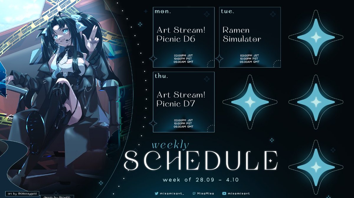 misamisavt_'s tweet photo. This week schedule! less streams this week since I haveee busy week! Ill do my best and i look forward to hanging out with every1 this WEEK 🌟🩵 https://t.co/YpfGoud8zi