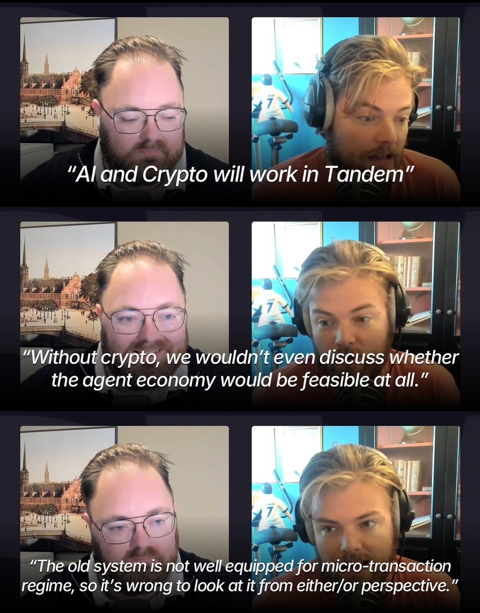 RealVision's tweet photo. The agentic economy doesn't work without crypto.

Steno: AI agents need to pay each other in tiny amounts, constantly. Card rails and banks were never built for that.

Stablecoins were. That's why the two run together. https://t.co/yLCWbZMiIM