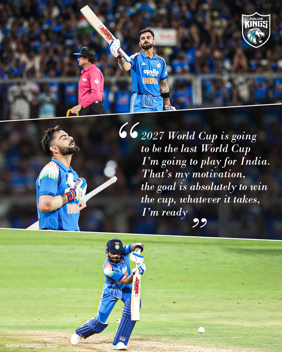 PunjabKingsIPL's tweet photo. The 𝐊𝐈𝐍𝐆 and his 𝒇𝒊𝒏𝒂𝒍 𝒇𝒓𝒐𝒏𝒕𝒊𝒆𝒓! 🤞

#INDvWI #ViratKohli https://t.co/Hy2u5bOnUv