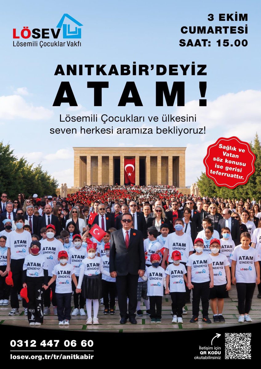 yprkclkrn's tweet photo. Birlikte tarih yazmak için #3EkimdeLÖSEVleAnıtkabirde buluşuyoruz 🤍 https://t.co/qIAgHG2uYH
