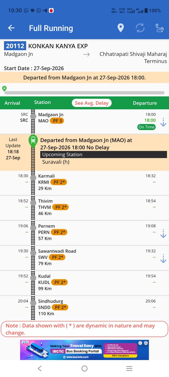 iamakilok's tweet photo. @KonkanRailway  @IRCTCofficial @irctcsouthzone not able to track 20112 train please check why? https://t.co/fPKqutwND7