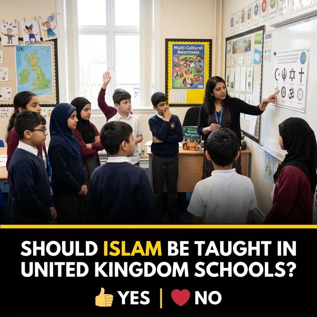 Rising_america2's tweet photo. Britons 🇬🇧 

Should Islam be taught in UK schools? Share your view — YES or NO. https://t.co/oHRL07Mno3