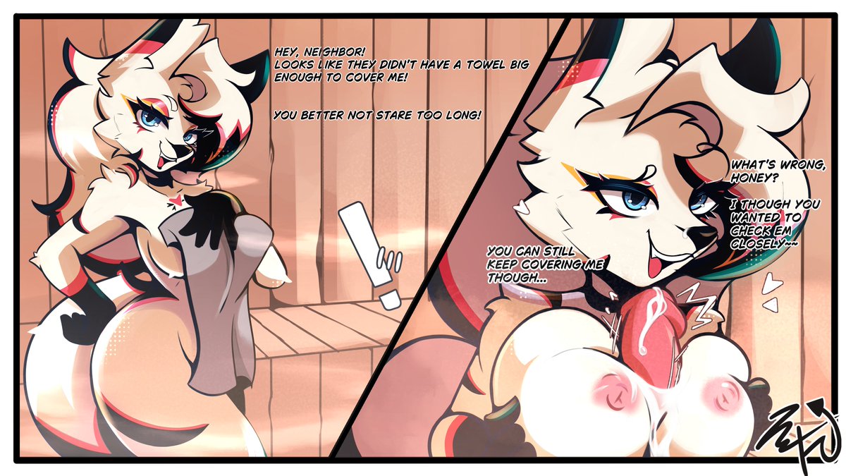 Zefunene's tweet photo. Sauna shenanigans 🦊 https://t.co/I5C1jllYAj