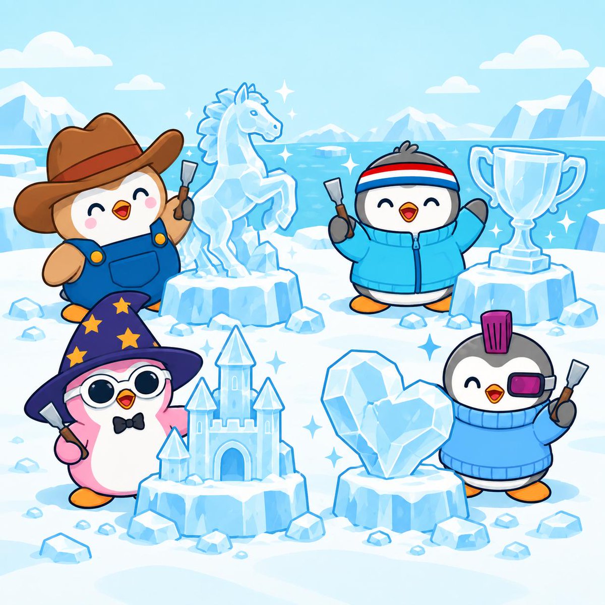 wodlworld's tweet photo. Ice sculpture day. 🧊 $WODL https://t.co/hmfEd42tQN