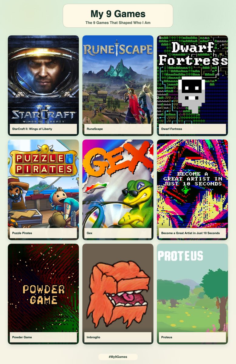 maxbittker's tweet photo. 9 games that changed me https://t.co/bbbtxoUugm