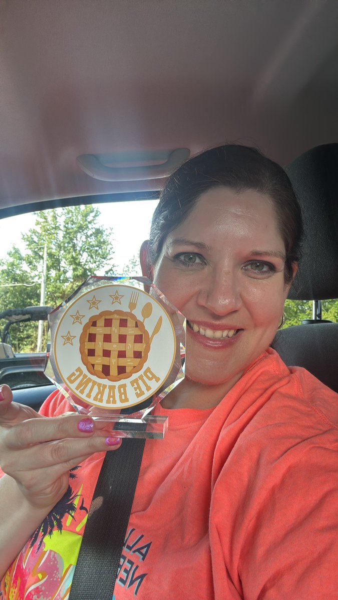 AmberCCarmack's tweet photo. I’m still in shock, my first baking competition and I won “Best Flavor” for my Chocolate Bourbon Pecan Pie! https://t.co/1DXj665HV6