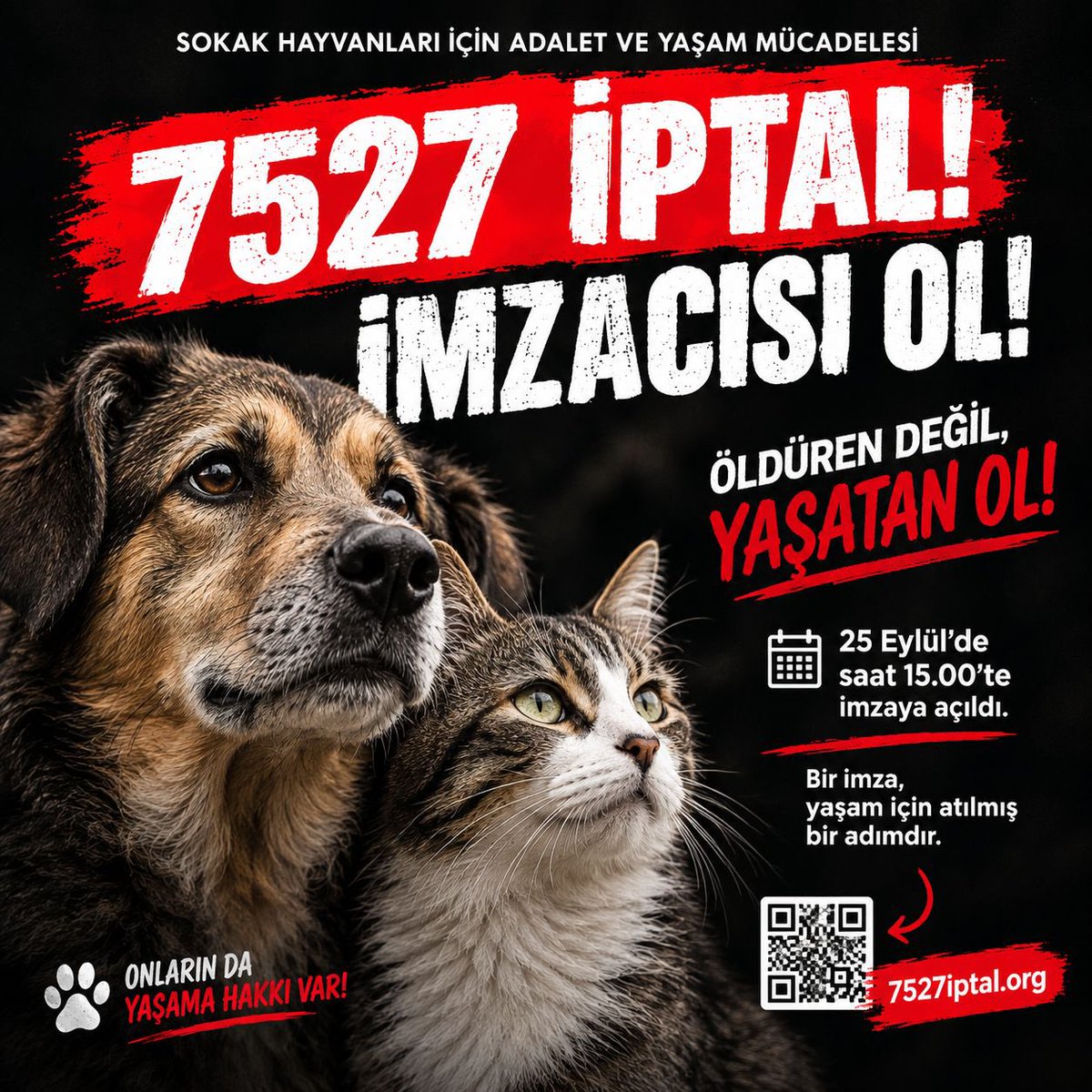 7527iptal's tweet photo. 7527 İPTAL!

Bir imza, yaşam için atılmış bir adım.
Bu adımın içinde sizin de yeriniz olabilir.
Kampanyaya imzanızla destek olabilir,
gönüllü olarak bu çağrının daha fazla insana ulaşmasına katkı sunabilirsiniz.

ÖLDÜREN DEĞİL, YAŞATAN OL!
#7527iptal 
https://t.co/E52gH8u6Tm https://t.co/7CSrhNg7Rr