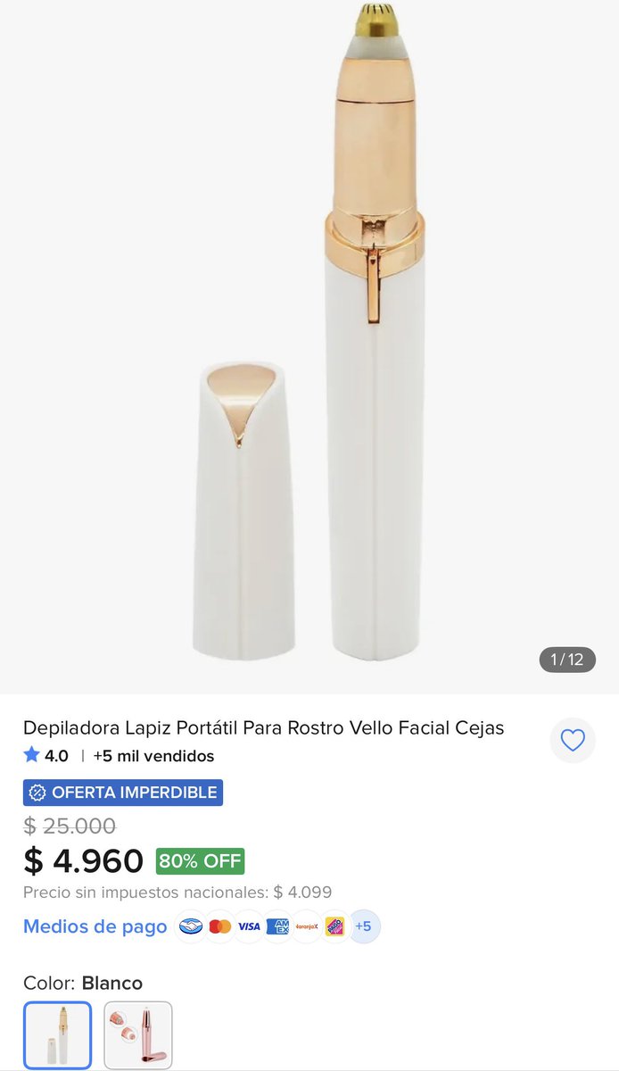 radarahorro's tweet photo. Radar Detecta 🚨

Depiladora para cejas y vello facial. Tiene 4/5 en casi 1000 opiniones. Dale, que tanto vas a pedir por 5 lucas jaja 

https://t.co/nY1tEklyjX https://t.co/yMkUhszLSi