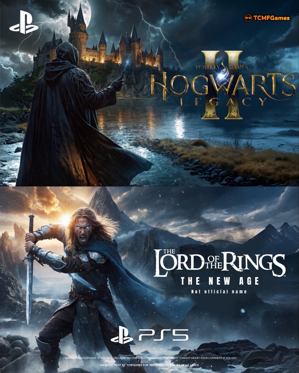 TCMF2's tweet photo. Hogwarts Legacy 2 & LOTR PS5 

It’s exciting to see these two IPs set to continue strong with multiple new big games 

Hogwarts Legacy 2 is in the works and could launch by 2028

Lord of The Rings has two major games in the works 

One game is reportedly by Crystal Dynamics and another confirmed by Warhorse Studios the people behind Kingdom Come : Deliverance

The Harry Potter and Lord of the Rings IPs are alive and well it seems for major gaming releases 

- playstation | ps5 pro | ps5Themes