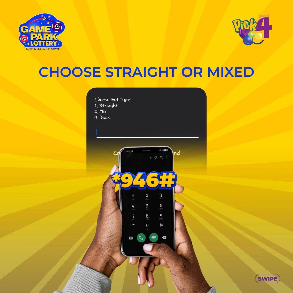 GamePark_GH's tweet photo. Game Park has some mula for you today. 
Dial *946# to follow these steps to play Pick 1.
#pick4 #win #pick4 #Apickigold https://t.co/HYeUWJ8DTc