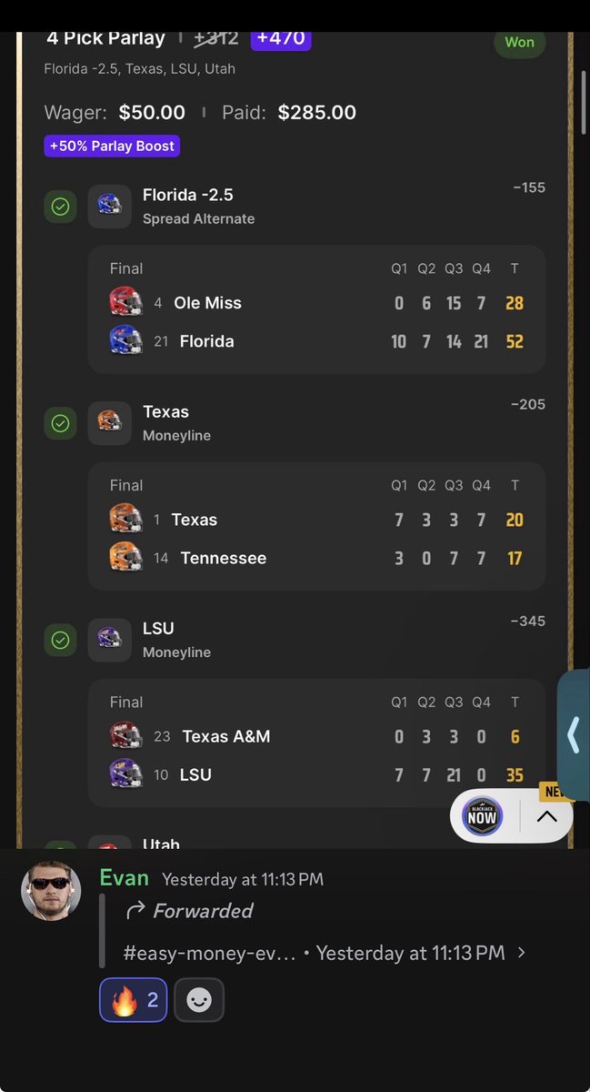 ParlayFiends's tweet photo. CASHING SOME COLLEGE 🏈🏈

Don’t miss out on NFL games today💰🔒

#college #NFL #football https://t.co/L9dvKj6Xhw