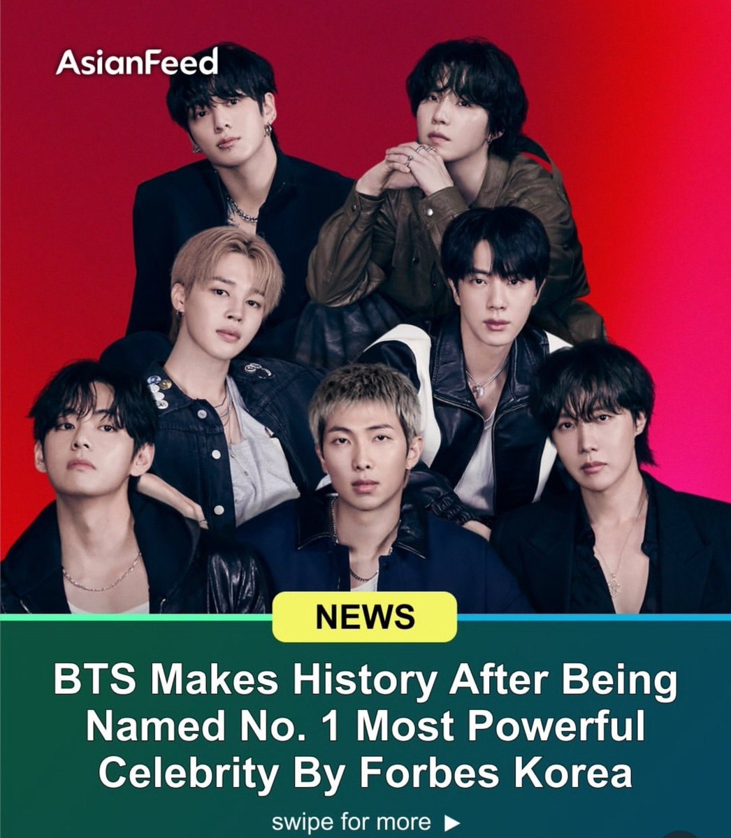 Bangtan7_Stream's tweet photo. BTS Makes History!

Named No. 1 most powerful celebrity by Forbes Korea 
#BTSBestBand 
https://t.co/SKa5vyspZb https://t.co/yreqArn3Ki