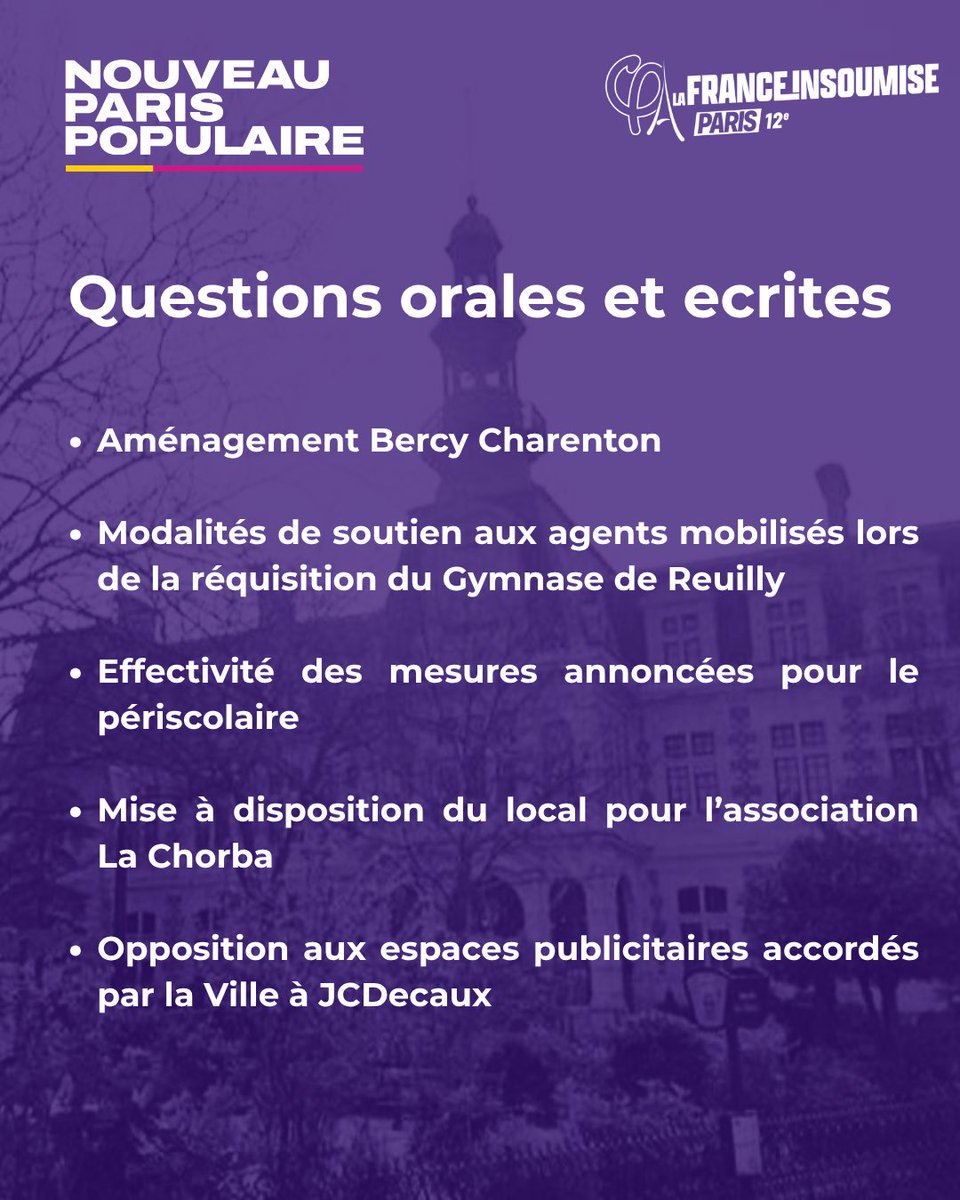 LFIPARIS12's tweet photo. 🏫 Ce mardi 29 septembre, nos élus du Nouveau Paris Populaire défendront leurs vœux en conseil d’arrondissement du 12e ✊

#nouveauparispopulaire #lfi #paris12 https://t.co/k98cW4RCKo