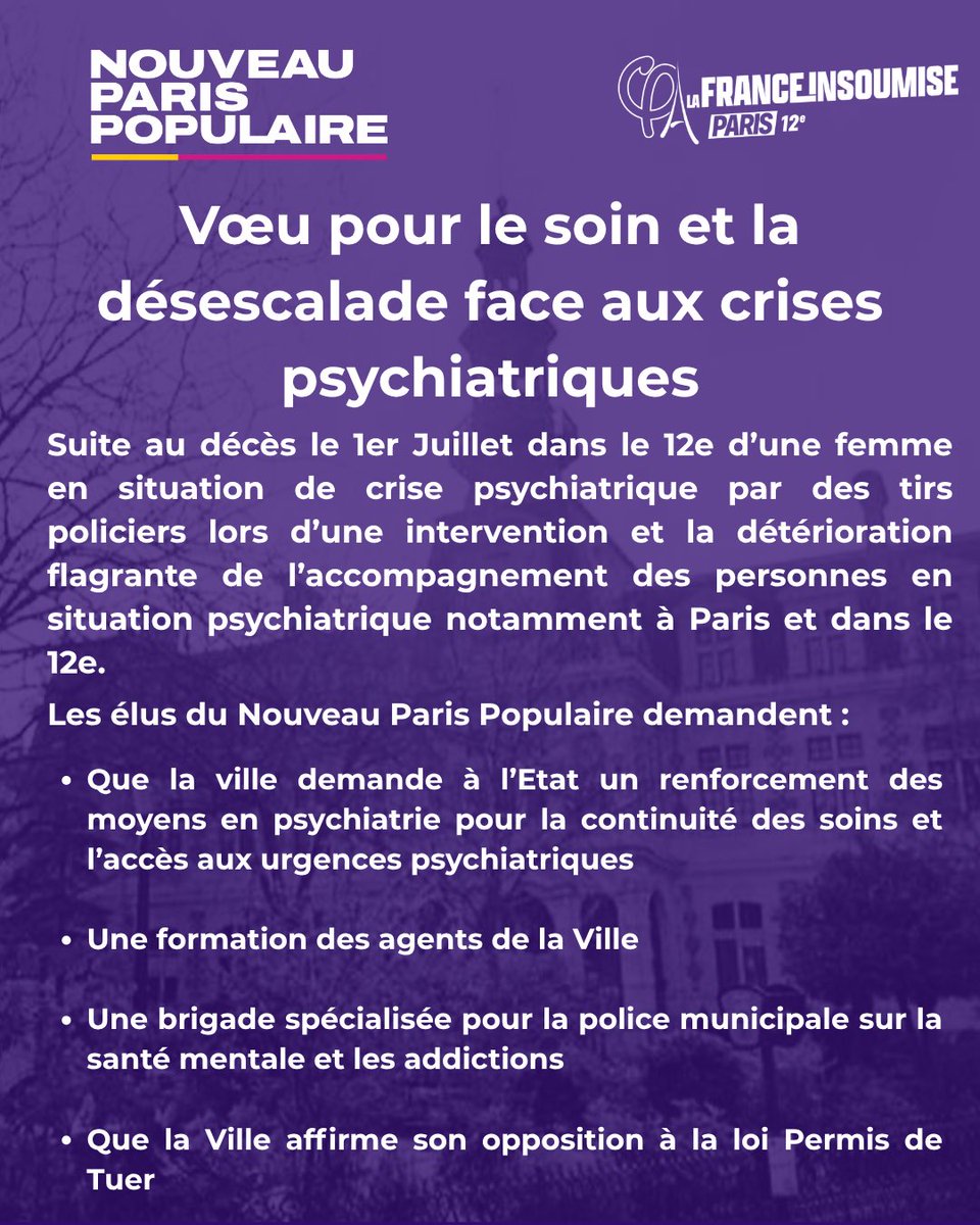 LFIPARIS12's tweet photo. 🏫 Ce mardi 29 septembre, nos élus du Nouveau Paris Populaire défendront leurs vœux en conseil d’arrondissement du 12e ✊

#nouveauparispopulaire #lfi #paris12 https://t.co/k98cW4RCKo