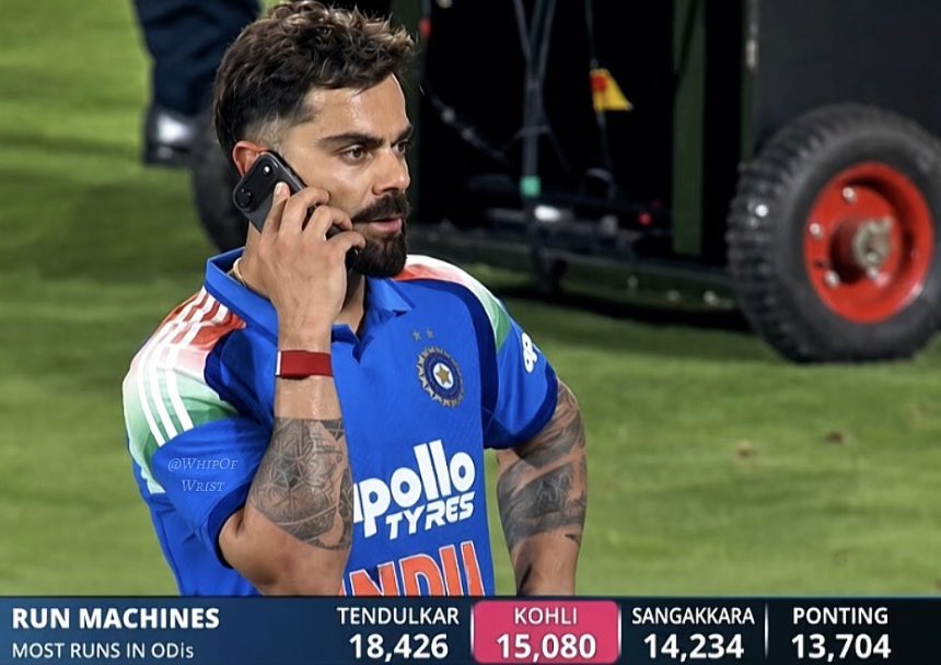 whipofwrist's tweet photo. Missed ‘Ring Kiss’ after scoring century 
Didn’t miss her call after the match https://t.co/RwKy40iCNz