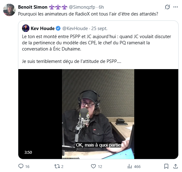 lucquebec's tweet photo. Le mépris des partisans péquistes ne me donne pas du tout envie de faire un pays avec eux.

Est-il en train de mépriser la région de Québec au complet?
Radio X est n° 1 à Québec, selon Numeris. https://t.co/4M8VJriwBk