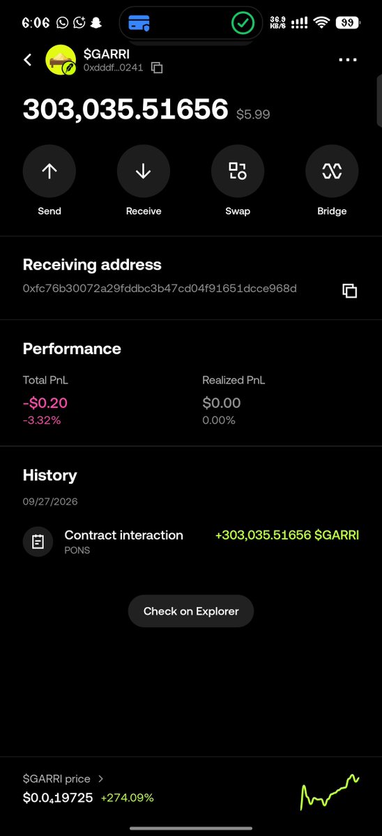 0x_SpaceTek's tweet photo. My Daddy @degenBRO__ said we should buy $GARRI and i just bought $6 worth
 
Are you holding garri onchain? https://t.co/7lxFAX7O7Q